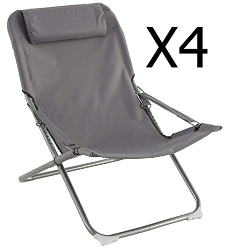 Lot de 4 fauteuils relax coloris Gris - Dim : L...