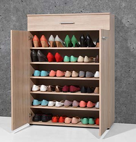 Armoire meuble à chaussures chêne sonoma avec 2...