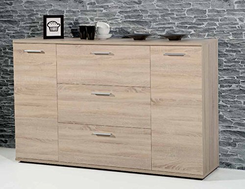 Buffet en bois coloris chêne sonoma avec 2 port...