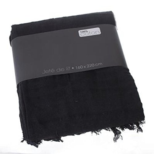 Couvre-lit, Jeté de lit en coton coloris noir, ...