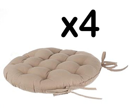 Lot de 4 galettes de chaise ronde en coton colo...