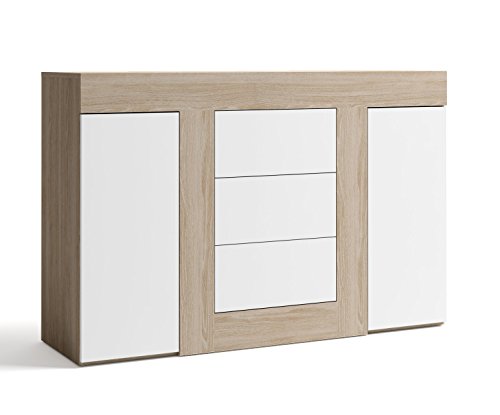 Buffet avec 2 portes et 3 tiroirs,coloris Blanc...