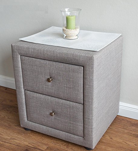 Table de chevet en tissu coloris gris - Dim : H...