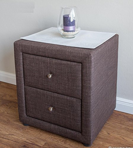 Table de chevet en tissu coloris marron - Dim :...