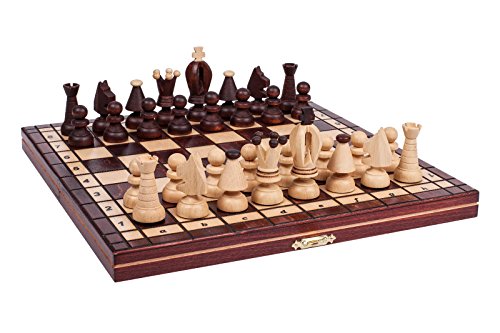 Jeu d'échecs en bois rois backgammon 27x27 cm q...