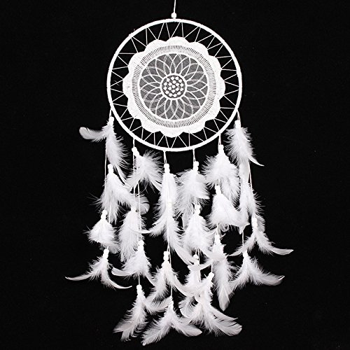 Dentelle Dreamcatcher Plume Capteur de Rêves Attrape-rêves Ornement Suspendu Blanc Décoration 6042555425451 Homesunshine