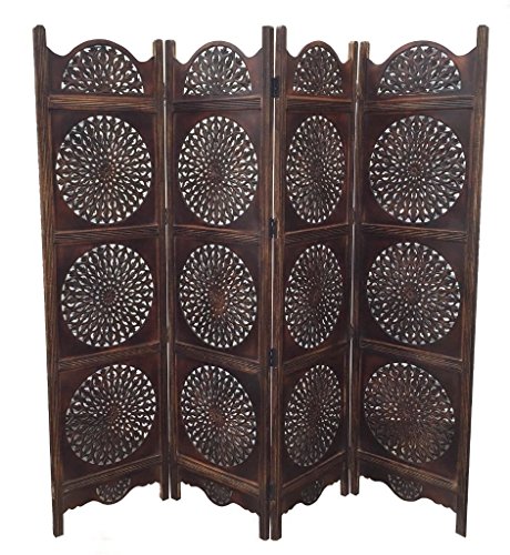 Paravent 4 panneaux Sticker Feuilles Design Ron...