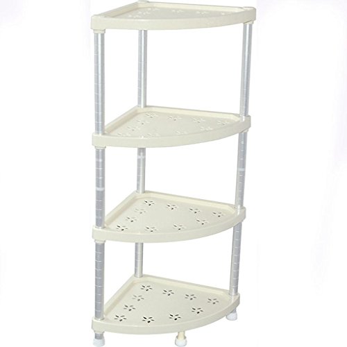 KK-Creative espace aluminium rack de stockage de salle de bains cuisine épaissi quatre étagère d'angle , beige , 350*350*928mm 6098683315065 xkk