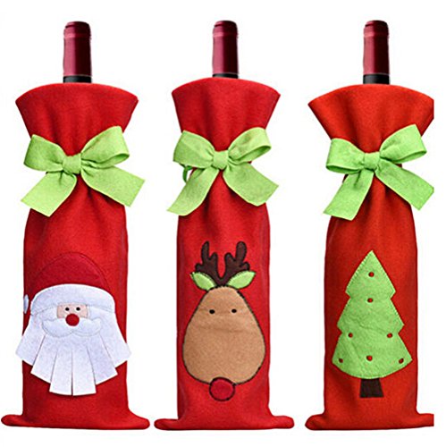 YARBAR 3Pcs Père Noël Bouteille de vin Sacs cou...