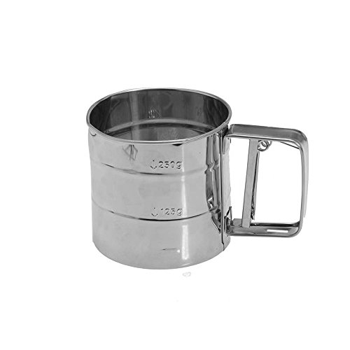 Continu Tamis à farine mécanique sucre glace mesh tamis shaker en acier inoxydable déclenché par mécanisme cuisine outil code EAN 6121203243255 