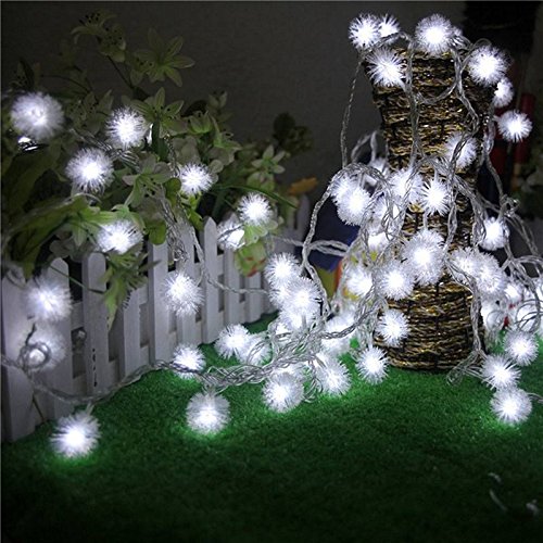 4m guirlande lumineuses 40 neige pompon fleur f...