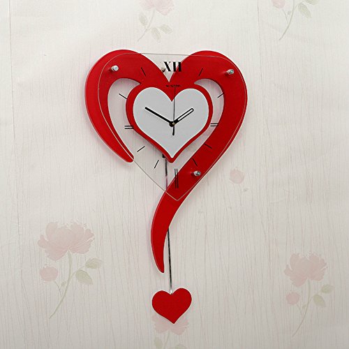 Grande horloge décorative en forme de cœur mode...