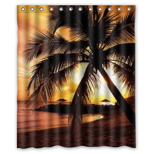 asdfZXCV 60(W)x72(H)-Inch Waterproof Bathroom Hawaii Palm Trees Shower Curtain code EAN 6133553619932 