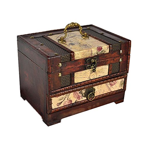 Wooden Box bijoux classique Coiffeuse avec miro...