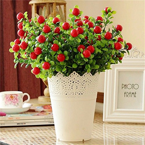 Pommes 1pc petit rouge baies bouquet de soie ar...