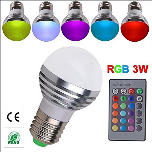 1 pièces RGB 3W E27 Led ampoule lumière colorée...