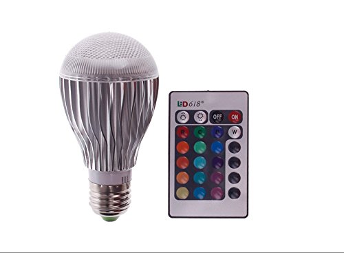 junhe 1 morceaux RGB 10W télécommande ampoule LED Dimmable-150Lm-90 degré-E27-AC 85-265 code EAN 6166057323234 