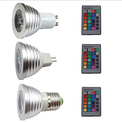 1 morceaux RGB 3W colorée LED télécommande spot...