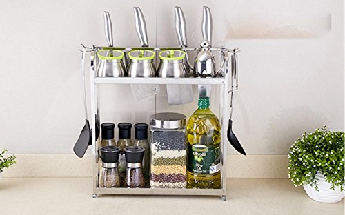 YUXIA gyx Cuisine en acier inoxydable étagère 2 niveaux de rangement Support de rangement Fournitures de cuisine mur sol 4 6244564449989 (6244564449989)