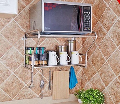 YUXIA gyx Cuisine pour micro-ondes Cuisine en acier inoxydable support de rangement deux pour four micro-ondes small 6244564450022 (6244564450022)