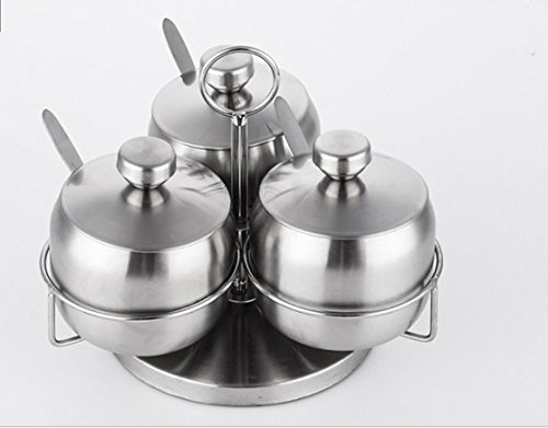 YUXIA gyx Boîte à épices en acier inoxydable Pot à épices rotatif Pont three-flavored Pot à épices de cuisine fournitures 2 6244564450060 (6244564450060)