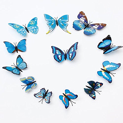 12pcs papillon 3d wall stickers aimant de réfri...