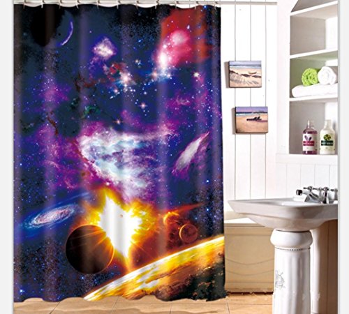 DDJ LUN Rideau de douche, Premium salle de bains polyester imperméable rideau d'arbres colorés avec 12 crochets à anneaux, Impression 3D, mouldproof Opacité, non-toxique, non-Sentir, Facile à installer & Clean, 180 * 180cm , 180*180 code EAN 6289106727002 