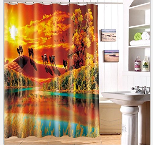 DDJ LUN Rideau de douche, Premium salle de bains polyester imperméable rideau d'arbres colorés avec 12 crochets à anneaux, Impression 3D, mouldproof Opacité, non-toxique, non-Sentir, Facile à installer & Clean , 180*180 code EAN 6289106727125 