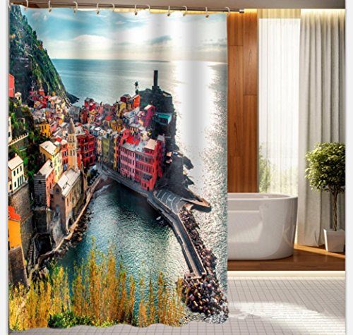 DDJ LUN Rideau de douche, salle de bains de luxe Polyester imperméable rideau d'arbre coloré avec 12 crochets d'anneau, impression 3D, opacité mouldproof, non toxique, non-odorat, facile à installer et propre, maison , 180*180 code EAN 6289106728351 