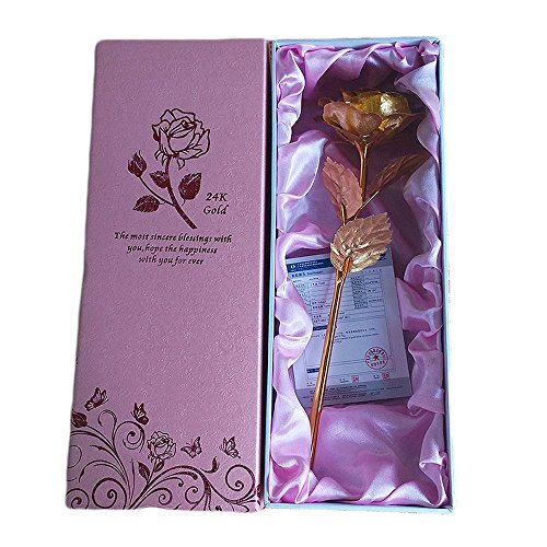 Fait main Fleurs Rose 24 K Feuille d'Or - 