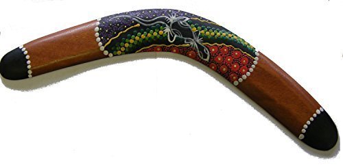 One World is Enough Décorative Style Aborigène bois peint pointillé Boomerang - 40 cm - Commerce Équitable 6323854682463 (6323854682463)