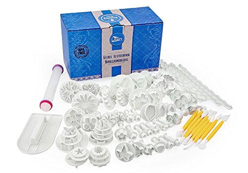 Uten Ensemble de 68pcs moules à pâtisserie outils emporte-pièces avec poussoirs et tampons divers pour décoration de pâtisserie, gâteau fondant, pâte à sucre et sugarcraft code EAN 6402167766999 