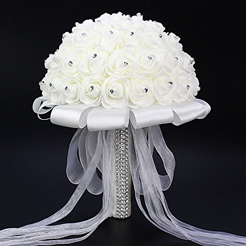 Tm) 1pcs mariage blanc bouquet de fleurs à la m...