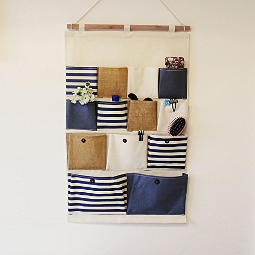 asentechuk® 13 poches coton jute porte sac de r...