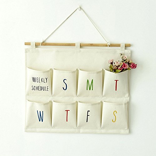 asentechuk® 8 poches coton jute Semaine program...