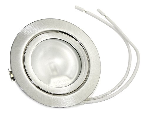 Jungeslicht Hausmarke Kit de luminaire pour meuble avec ampoule g4 12 v 20 w à intensité variable et interchangeable trous de montage de 55-60 mm diamètre extérieur de 72 mm profondeur de montage de 19 mm convient aussi pour led g4 effet inox brossé code EAN 6516516516538 