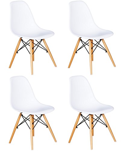 Lot de 4 dsw chaise de salle à manger blanc