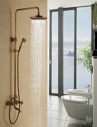 BBSLT Robinet de douche - antique - douche pluie / douchette inclue - laiton (laiton antique) code EAN 6569562956391 