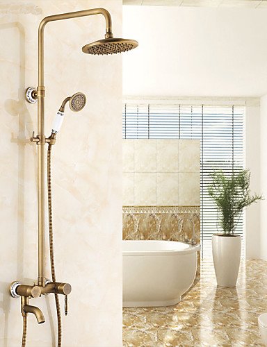 BBSLT Robinet de douche - traditionnel - douche pluie / douchette inclue - laiton ( laiton antique ) code EAN 6569562957008 