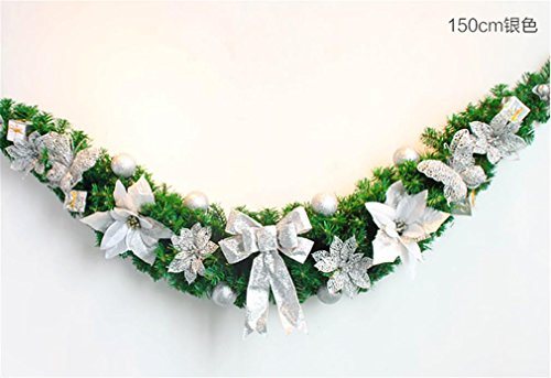 Christmas wreath G&M 90cm 150cm rose de Noël griffe vigne rotin porte de décoration de Noël arc de Noël suspendu garniture de porte , 150cm silver /1.5kg code EAN 6588528532899 