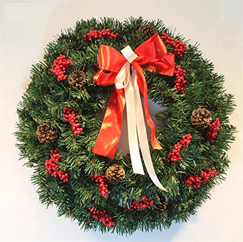 Christmas wreath G&M Couronne de Noël Belles aiguilles de pin Porte de Noël Couronne Accueil Fête Noël Fournitures cadeaux de Nouvel an Dia40cm 50cm 60cm 80cm , 60cm red /2.2kg code EAN 6588528533612 
