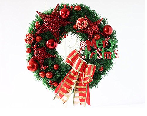 Christmas wreath G&M 50cm couronne de Noël 60cm clignotant en poudre cinq pointue étoile de décoration Noël rotin porte-anneau ornements 80cm décorations de Noël , 60cm red /2.2kg code EAN 6588528534756 