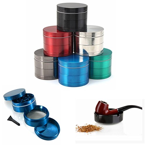 CAMTOA Broyeur tabac crusher herb moulin à tabac moulin à herbes moulin tabac cigarette grinder broyeur tabac moulins à épices 4 parties avec tamis noir code EAN 6605921711598 