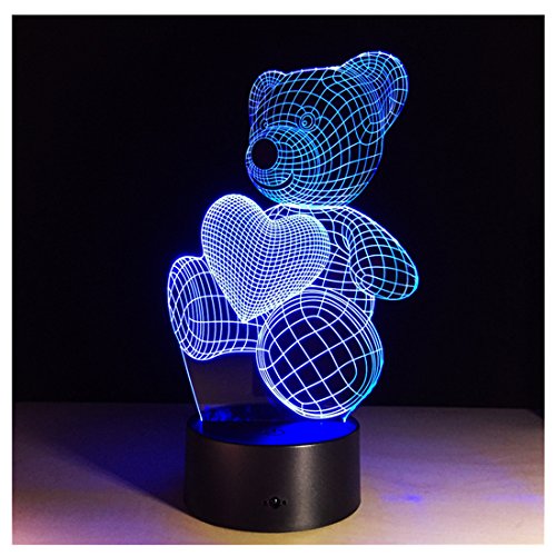 DSVIQI 3D Nightlights , 7 couleurs changent la lampe de contrôle de nuit , le meilleur cadeau pour des amis(Ours) code EAN 6621817376245 