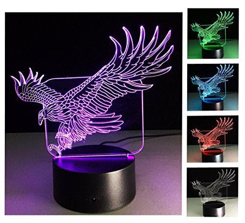 DSVIQI 3D Nightlights , 7 Couleurs Changent la Lampe de Contrôle de Nuit , le Meilleur Cadeau Pour Des Amis(aigle) code EAN 6621817376290 