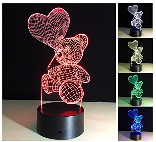 DSVIQI 3D Nightlights , 7 Couleurs Changent la Lampe de Contrôle de Nuit , le Meilleur Cadeau Pour Des Amis(ours) code EAN 6621817376306 