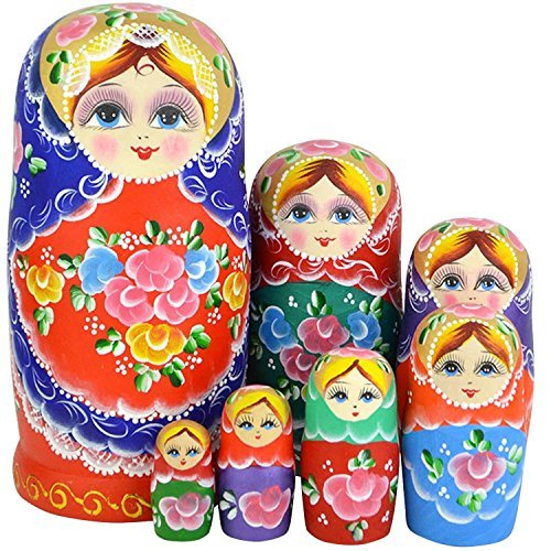 Aistuo NO: 1 en bois russe s'imbriquent poupées Matryoshka cadeau fait main coloré 7pcs code EAN 6632553333935 