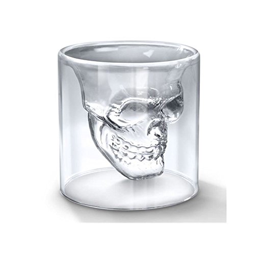 Goeco GOECO 4 × Tasse de verre crâne haute en verre borosilicate résistant à la chaleur créative indépendante ayant une double 74ml code EAN 6677129120151 
