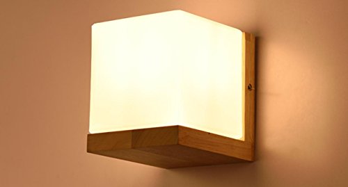 Solide bois murale lampe led lampe de chevet en...