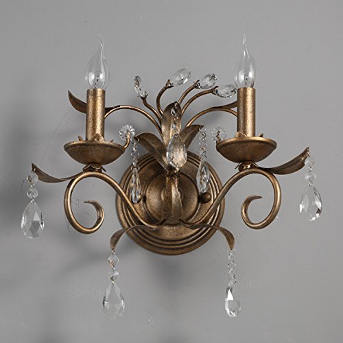 Tête double lampe murale LED lampe en cristal c...